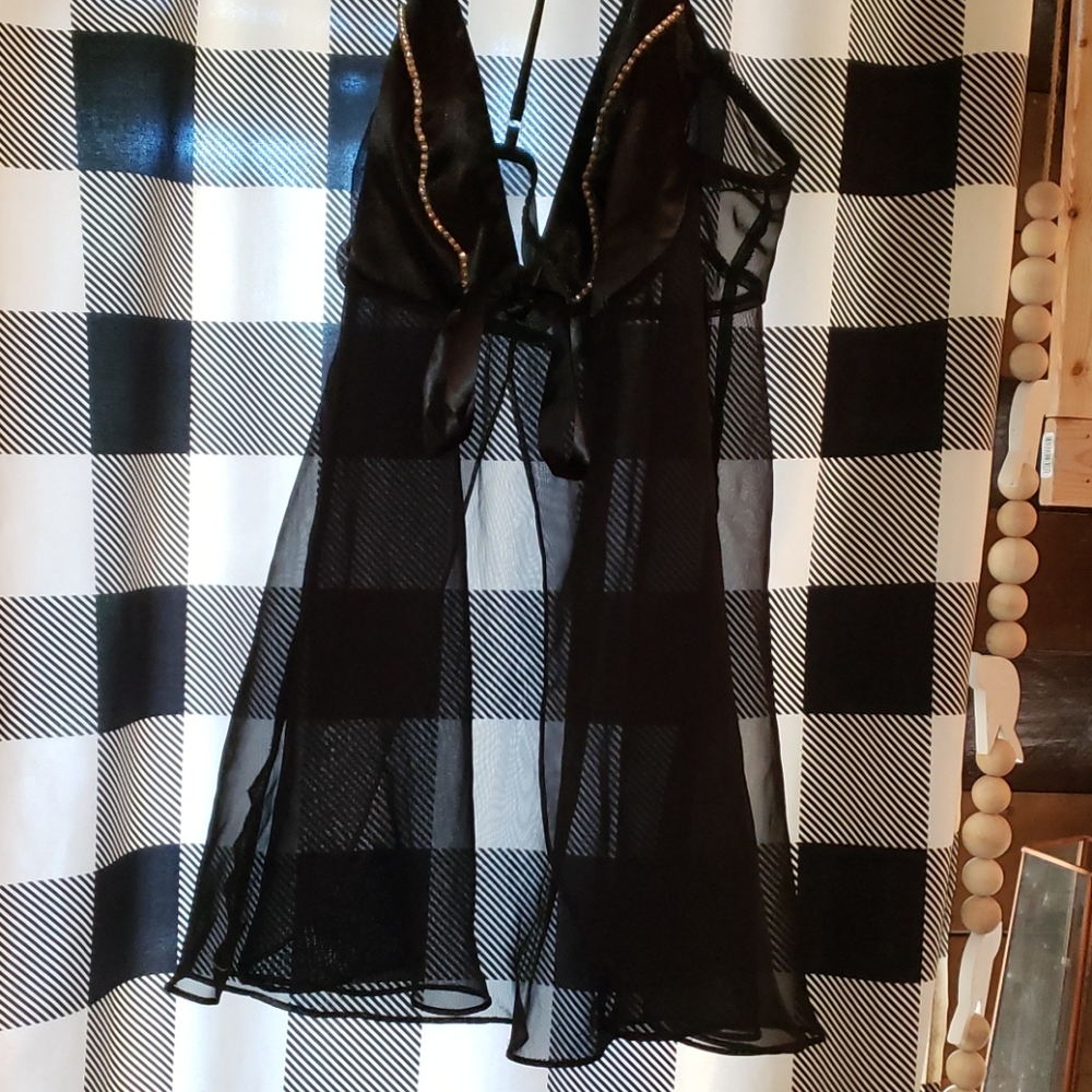 nighty see through rhinestones accents xl